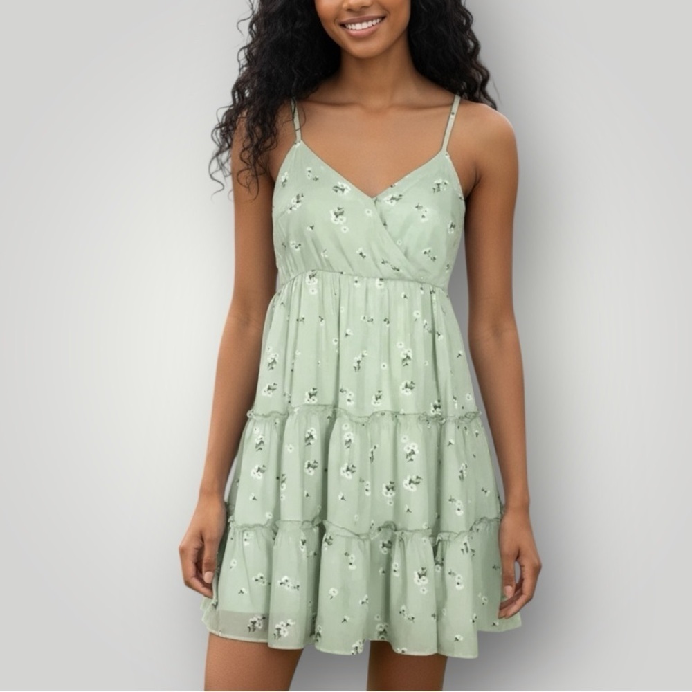 Hollister Mint Color Floral Dress (299)